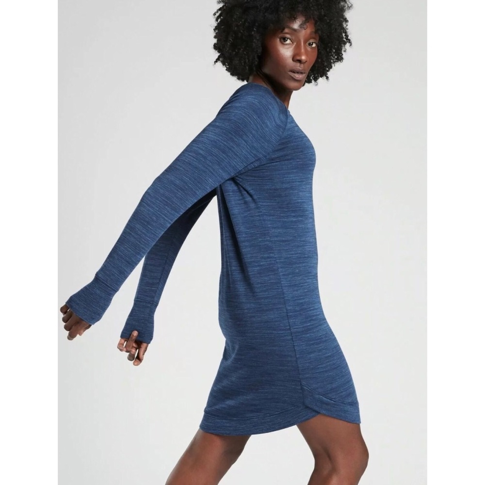 Athleta Mindset Sweatshirt Dress Iron Blue Heather